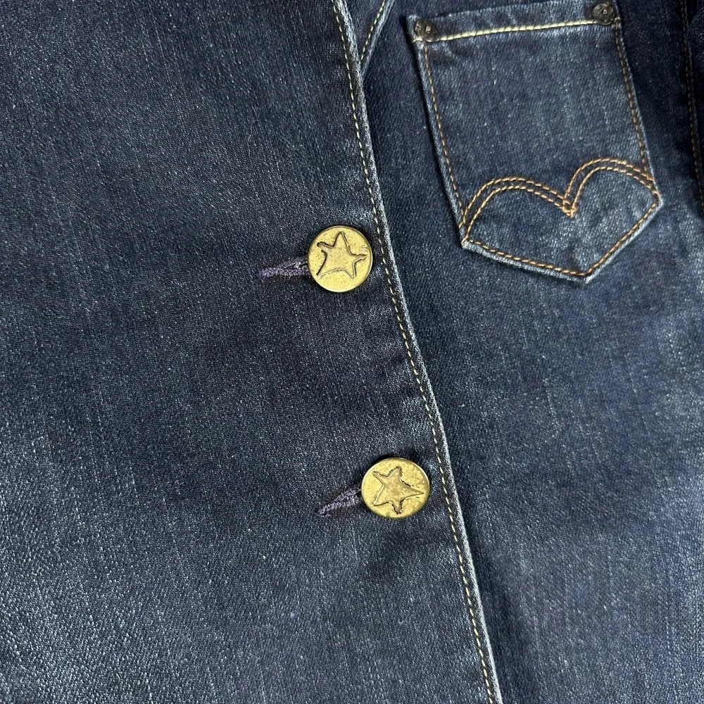 Levis Blazer Jacket Medium Blue Denim Sample Limited Edition Star Button Vintage